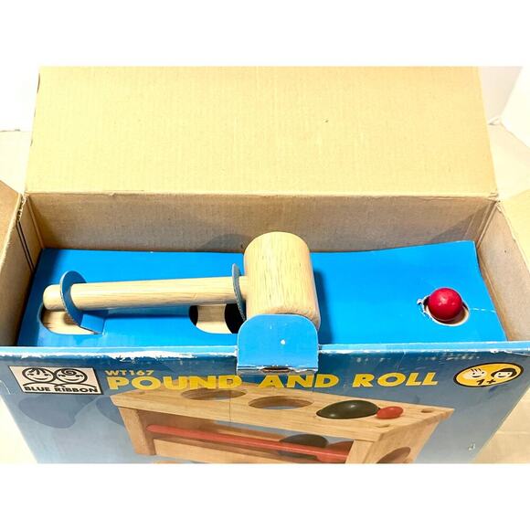 Pound & Tap Wooden toy by blue ribbon new in original box balls hammer - Picture 4 of 5